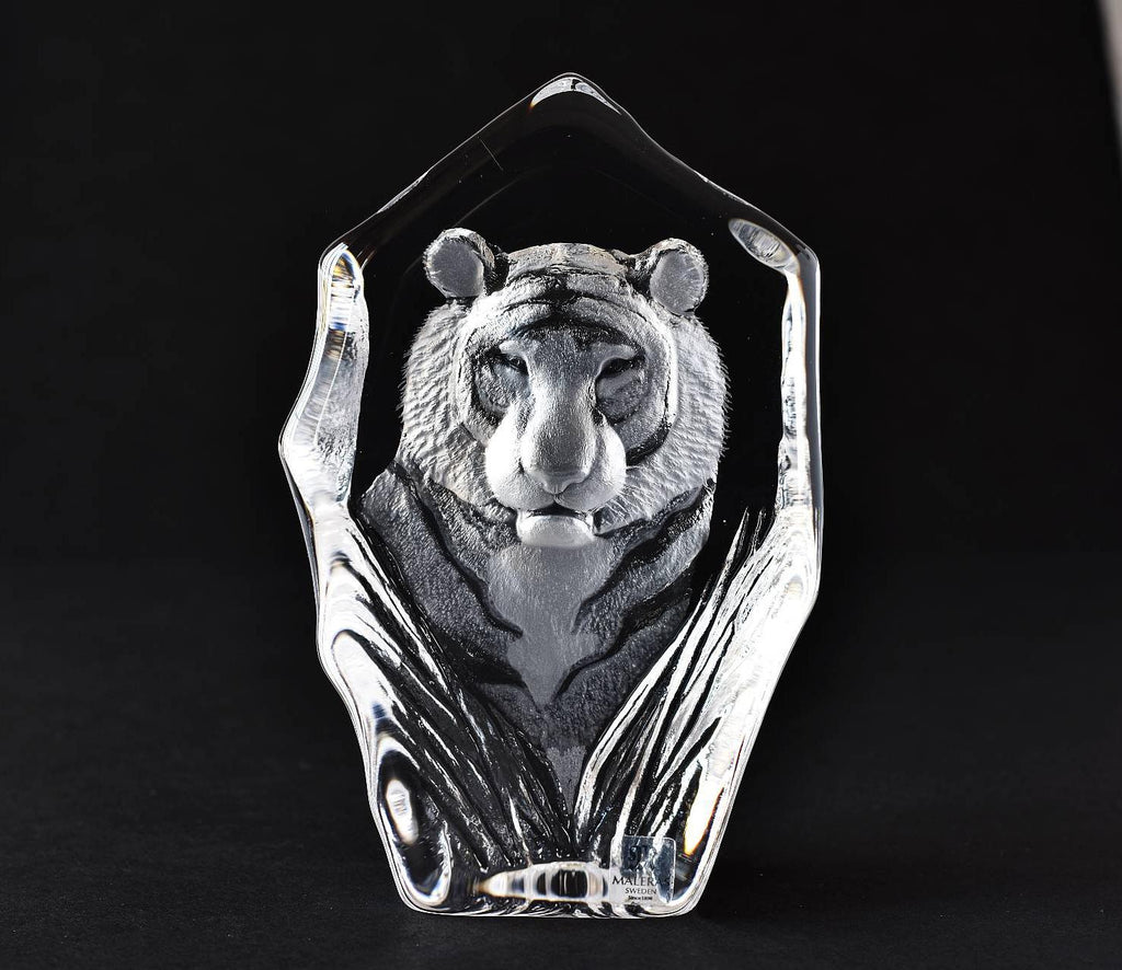 数量限定価格!! Tiger Face | Wildlife Sculpture | Mats Jonasson Crystal 工芸品